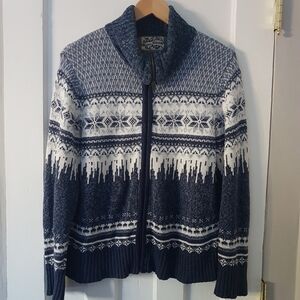 Heirloom Collectibles Vintage Fair Isle Zipper Front Knit Cardigan Sweater Sz L